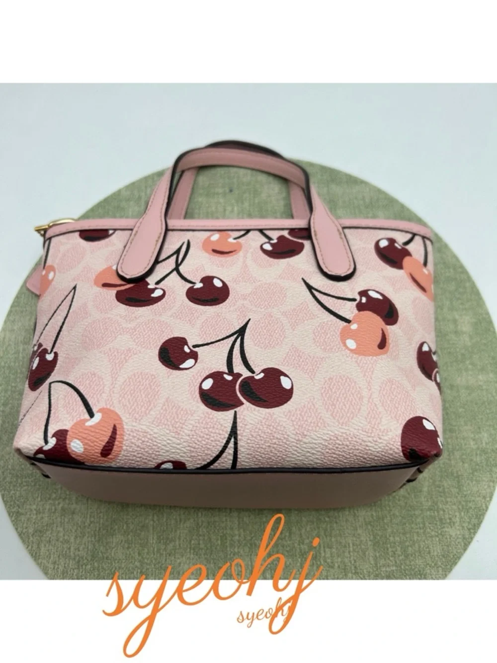 Coach Pink Cherry Print Mini Tote Bag